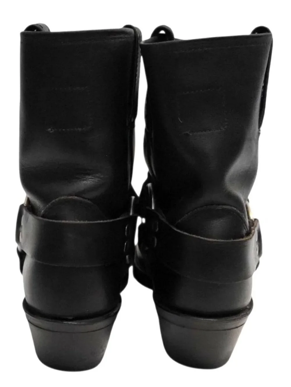 FRYE 8R Harness Short Boot Black Oiled Leather Western Cowgirl Moto Engineer